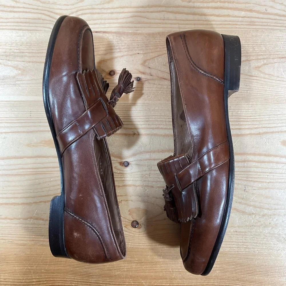 Bragano By Cole Haan Tassel Kiltie Loafers Men’s 11 M Brown Leather Casual Italy